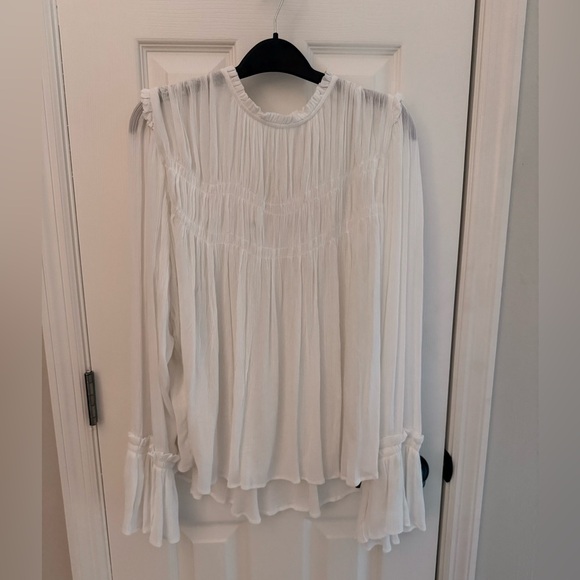 Free People Tops - Free People White Kelsey Flowy Bell Sleeve Blouse Top M NWT